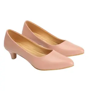Sole Saga Cushioned Style With Confidence Heels For Women | Synthetic Material | Peach Color | Size : 3
