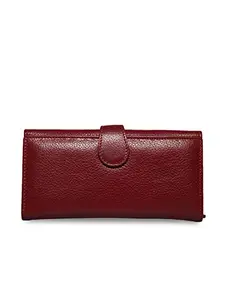 GENWAYNE Leather Wallet for Women Ladies Purse (Cherry)