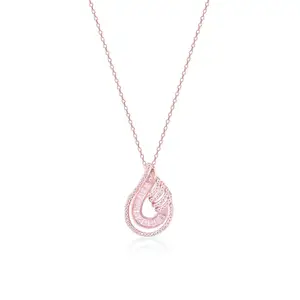 TOUCH925 925 Silver Teardrop Pendant Necklace for Women & Girls | Elegant CZ Stone Drop with Minimalist Setting | Versatile Jewelry in Rose Gold & Silver Finish