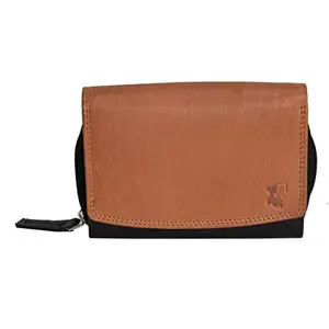 FT Genuine Leather Black and TAN Color Wallet for Ladies