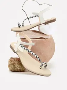 Picktoes PT-400 Women's White Synthetic Leather Casual Flat Sandal