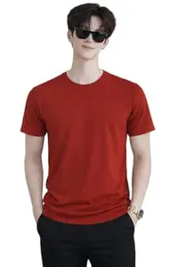 JUGULAR Men's Cotton Blend Round Neck Solid Tshirt, Short Sleeve, Multiple Colors Available