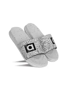 AADI Men's White Synthetic Leather Casual Sliders/Flip Flop & Slippers