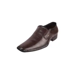 Metro Men Brown Leather Formal Low Heel Slip On Shoes UK/7 EU/41 (19-429)