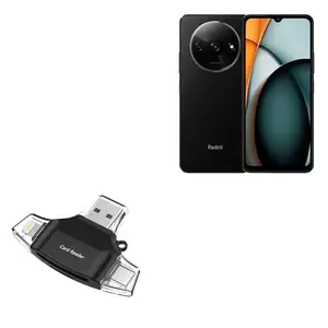 BoxWave Smart Gadget Compatible with Xiaomi Redmi A3 Pro - AllReader SD Card Reader, microSD Card Reader SD Compact USB - Jet Black