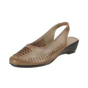 Mochi Women Beige Casual Leather Sandal UK/6 EU/39 (31-4901)