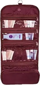 ANSARI HANDICRAFT Anazonkart (tm) Hanging Travel Toiletry Bag for Men and Women, Makeup Bag, Cosmetic Bag, Bathroom and Shower Organizer Kit (Maroon), Pack of 1