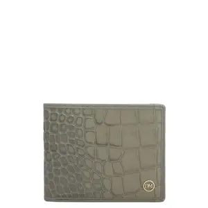 Da Milano RFID Protected Leather Wallet for Men with Card Slot - Stone Grey