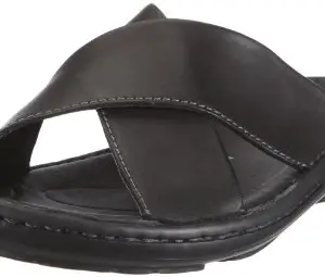 Clarks Men Black Leather Sandals-6 UK/India (39.5 EU) (91203431897060)