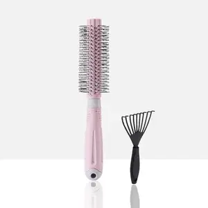 BlackLaoban Round Hair Brush With Brush Cleaner Tool for Blow Drying, Styling, Curling, Straighten with Soft Nylon Bristles for Short or Medium Curly Hairs for Women & Men Dotted Round (Light-Pink)