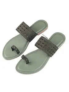 WalkTrendy Women's Flat Sandal (wtwf461_Green_37), 4 UK