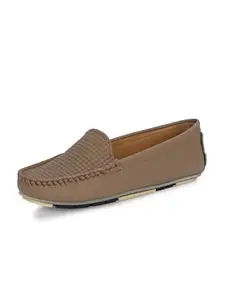 EL PASO Beige Synthetic Leather Stylish Loafers for Women & Girls - 4 UK