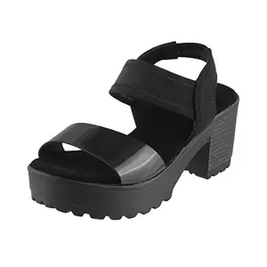 Mochi Women's Black Outdoor Sandals-4 Kids UK (33-9815)