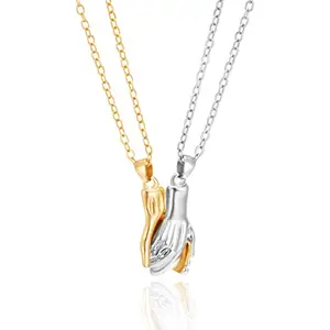 MEENAZ Magnetic Handshake Necklace,Holding Hands Necklace, Hands Couple Chain Magnet bf gf BFF Couple Hand Magnetic Necklaces Boyfriend Girlfriend Lovers love pendant locket women girls men boys 201