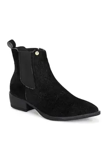 EL PASO Women Black Faux Leather Casual Chelsea Boots-4