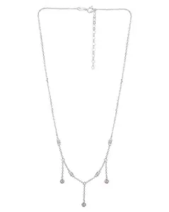 Carlton London Rhodium Plated Classic Necklace with dangling Solitaire
