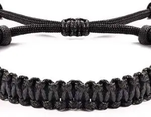 GIRLYZ ATTIRE Sacred Puja Dhaga, Kalawa, Nazar Suraksha/ Thread Bracelet Cobra Knot Traditional Adjustable Powerfull Negative Energy Protection Nylon Cord Adjustable Vadic Kala Dhaga Victory Good Luck Wrist Band For Men Women Boys Girls Kids. (Black Band) (Pack of (3)