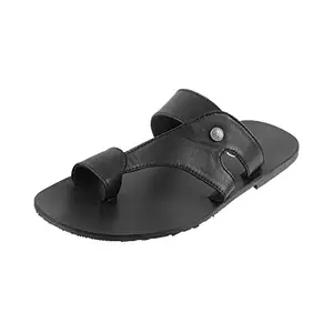 Metro Men's Black Synthetic Sandals 6-UK 40 (EU) (16-299)