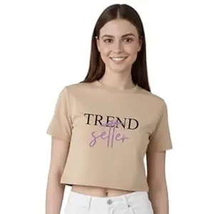 NAVRAAH Women Cotton Crop Top | Printed | Trend Setter | Regular Fit | Round Neck | Half Sleeve | Soft Breathable Cotton Casual & Everyday Wear Top