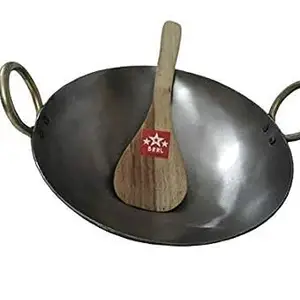 TECH Pulse Pure Iron Kadai Lokhand Loha Kadhai Large Heavy Wok Cooking Pan 10"