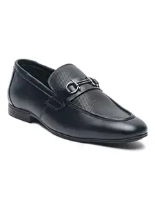 TEAKWOOD LEATHERS Men Black Solid Slip-ON Formal_Shoes_Size 43
