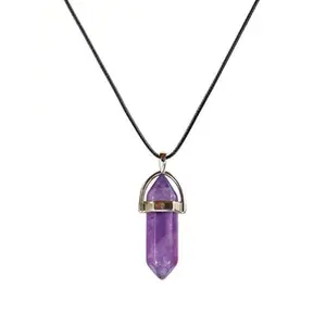 El Regalo 1 PC Hexagonal 6 Faces Healing Crystal Unisex Necklaces for Men/Women/Girls/Boys- Healing Stone Pendant Jewelry (Amethyst)