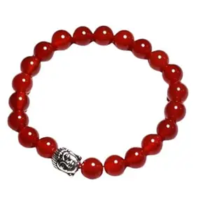 SRT Rudra Ruby Bracelet Original Certified लाल याक़ूत सुर्ख रंग माणिक रूबी ब्रेसलेट Burma Ruby Stone Original Certified 22 Round Beads Ruby Bracelet With Buddha Natural Ruby Bracelet For Men Women