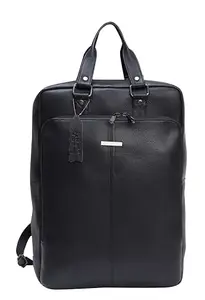 Red Cherry Genuine Leather 20 Liters Men & Women Laptop Backpack bag for men and women (Black)