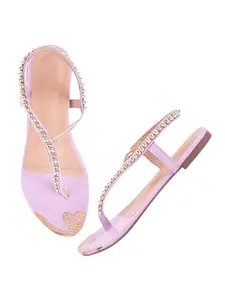SilverArrow Women's Luxbox Flats Sandals, Lavender, 5UK