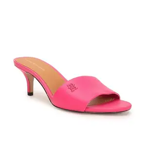 Tommy Hilfiger Leather Solid Pink Women Kitten Heel Sandals (F23HWFW130) Size- 39