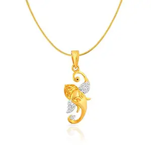 Mahi Gold Plated Shree Ganesh Pendant with CZ for Women PS1101502G