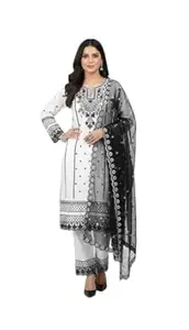 EMPOWER Women’s Pure Cotton Printed Straight Kurta Set with Pant & Dupatta | 3 Piece Ethnic Suit | Plain Design Festive & Casual Wear