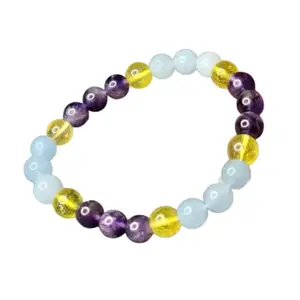 Gallery Millennium The Millennium Gallary Pisces Zodiac Crystal Bracelet AAA+++ Quality With Amethyst, Citrine, And Aquamarine Beads Pure Meen Rashi February March Birthstone Gift for Men & Women