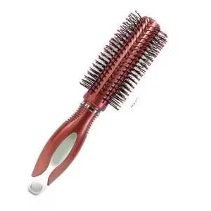 ZAUKY Round Handle Nylon Bristles Curly Hair Brush, Multicolour, Pack of 1