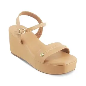 tresmode Amsterdam Beige Women's Dress Wedge Sandals - Elevate Your Style with Elegance and Comfort || Size (EU-36/UK-3/US-5)