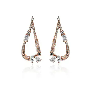 INARI SHINES 925 Sterling Silver Rose Gold Tear Drop Earrings with Zirconia stones | Gift for Women and Girls | With 925 Stamp & Certificate of Authenticity