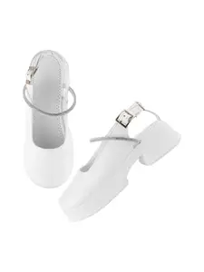 SELFIEE Trending Alluring Stylish Block Heel Marry Jane Shoes Soft & Comfortable Bellies for Womens and Girls