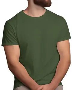JONTY S FASHION Classic Olive Green Round Neck Men's T-Shirt Pure Cotton 210 GSM (Small)