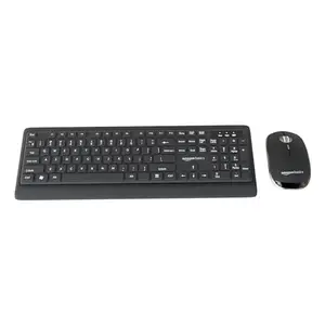 (Refurbished) Amazon Basics Wireless Keyboard and Mouse Combo | 12 Months* Battery (Cells Included) | Silent Keys 800/1200/1600 DPI | Chiclet Keys Spill Resistant Keyboard for PC/Laptop (Black)