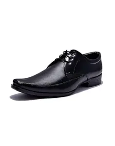SIR CORBETT Men's Black Leather Derby Formal Shoes for Men - 10 UK
