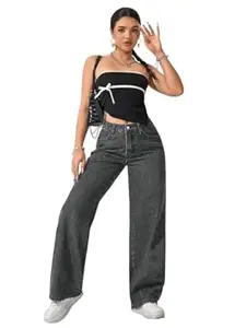 KOTTY Women’s High-Waist Button Relaxed Fit Casual Ankle Length Stylish Jeans