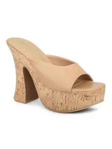 Inc.5 Women Beige Peep Toes Platform Heels