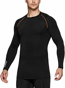 PRO GYM Men's Long Sleeve Compression Shirt, Dry Cool Fit, Base Layer Sports Shirt, Athletic Training Shirt (XXL, Black)