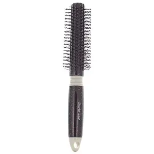 Scarlet Line Professional Ladies Soft Ball Tips Nylon Bristle Round Hair Styling Brush with Shimmery Glitter Handle for Men and Women_Black