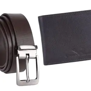 URBAN LEATHER Gift Hamper for Men | Genuine Leather RFID Wallet and Genuine Leather Belt Men's Combo Gift Set Combo Leather Gift for Men(BEL40BR-MW220BR)