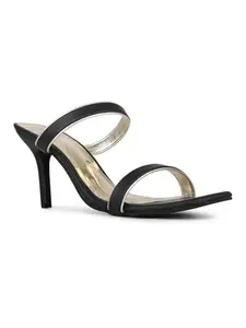 Inc.5 Womens Black Striped Square Toe Party Wear Heels Mules