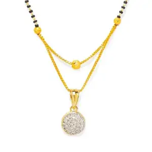 22K Mangalsutra Necklace - Traditional Black Bead Design for Women