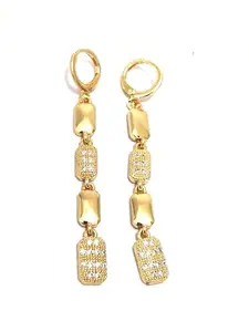 Gold Plated American Diamond Earrings for Women Fashion, Earinging for Girls Stylish, long Earrings for Women Daily Use - Light weighted modern jewellery, Aesthetic Jewellery