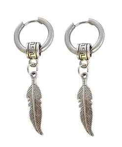 Stainless Steel Feather Arrow Hoop Earrings Pack of 1 Pair