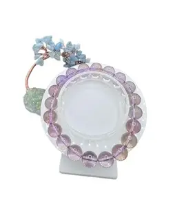 Dine Gems Untreated Ametrine Bracelets Round Beads Ametrine Crystal Bracelet Jamuniya Stone Bracelet Rounds Beads Bracelet For Astrological Purpose